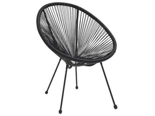 Sedie da giardino a forma di luna, 2 pezzi, rattan nero, 39974IJCU