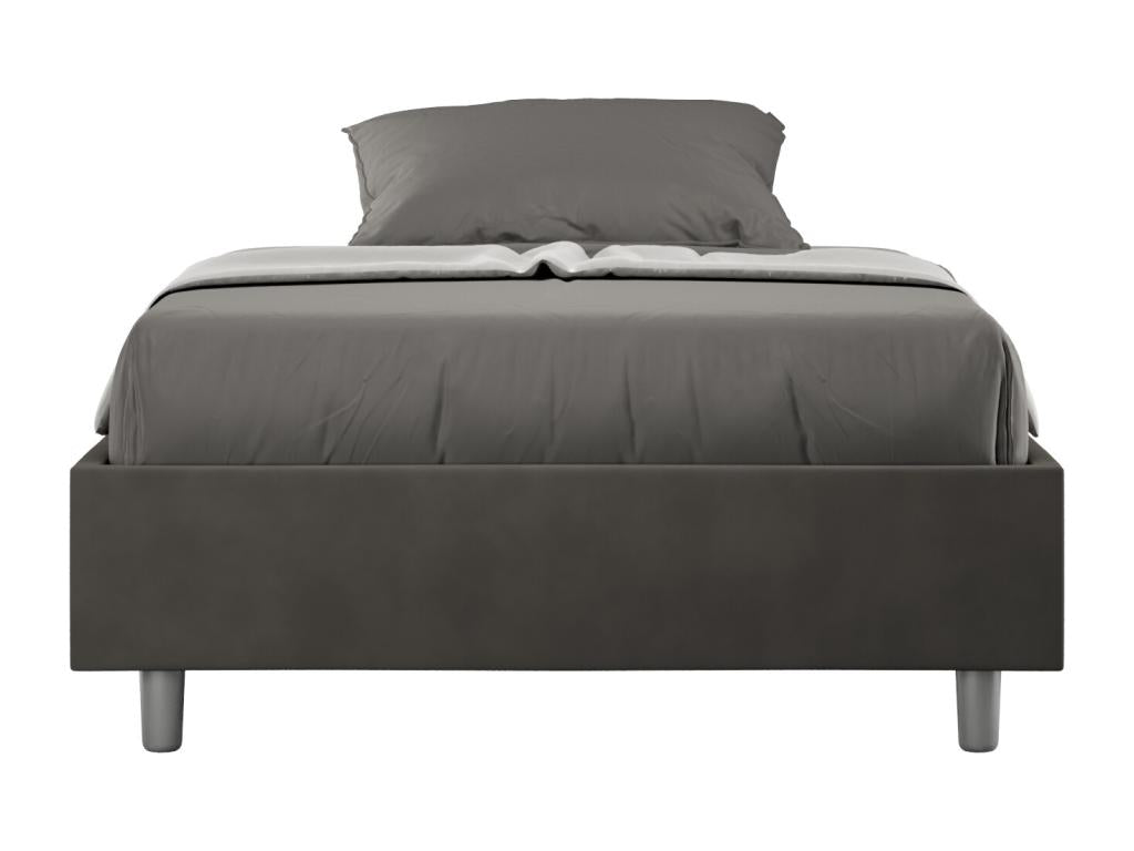 Artvivrestore 24735WSJA Struttura per letto singolo con contenitore, imbottita 120x200cm, microfibra grigia