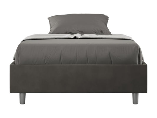 Artvivrestore 24735WSJA Struttura per letto singolo con contenitore, imbottita 120x200cm, microfibra grigia