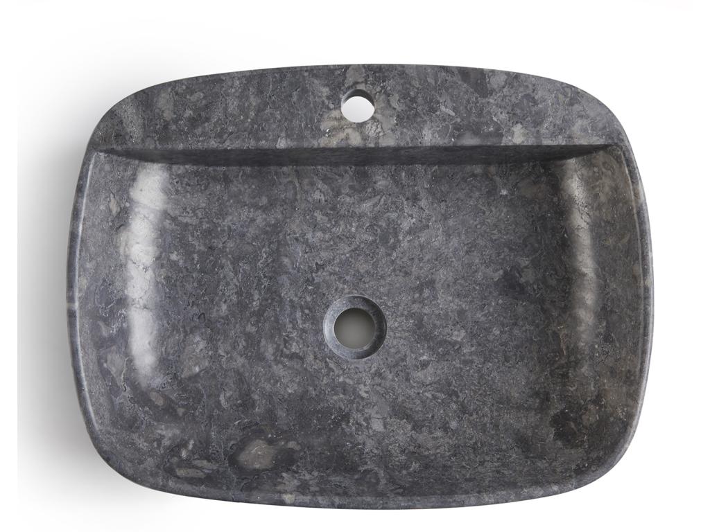 Lavabo ovale da appoggio in marmo grigio - Lunghezza 52 x Altezza 13 x Profondità 42 cm 06521KZEW