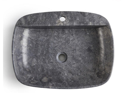 Lavabo ovale da appoggio in marmo grigio - Lunghezza 52 x Altezza 13 x Profondità 42 cm 06521KZEW