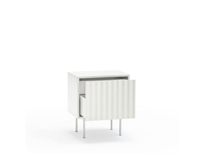 Maisonpuretop - Comodino con 1 anta e 2 cassetti in legno - Bianco 73182RWTK