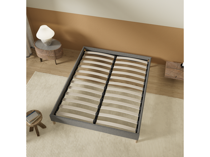 Rete letto 90x190 cm Rivestimento in tessuto grigio Gambe in legno 81107GCWN