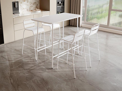 Tavolo alto da giardino, lungo 120 cm, in metallo - Bianco - Artvivrestore 22533BYLM