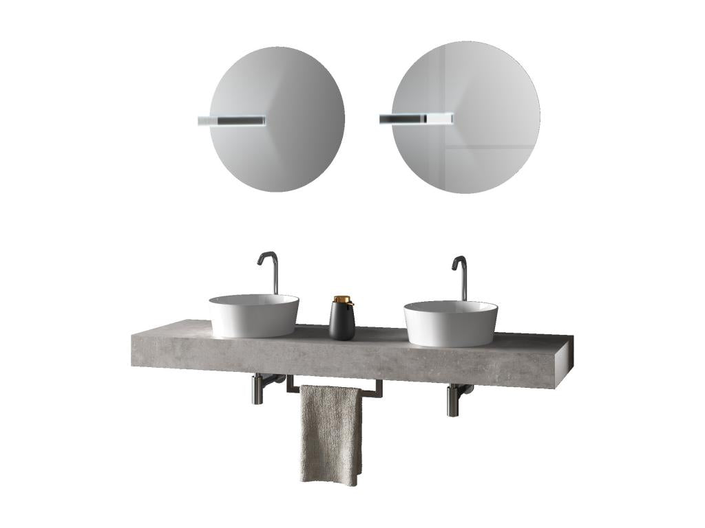Set da bagno con doppio lavabo Calmetop da 8 pezzi, finitura cemento, 46449PQGS
