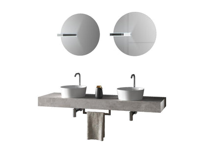 Set da bagno con doppio lavabo Calmetop da 8 pezzi, finitura cemento, 46449PQGS