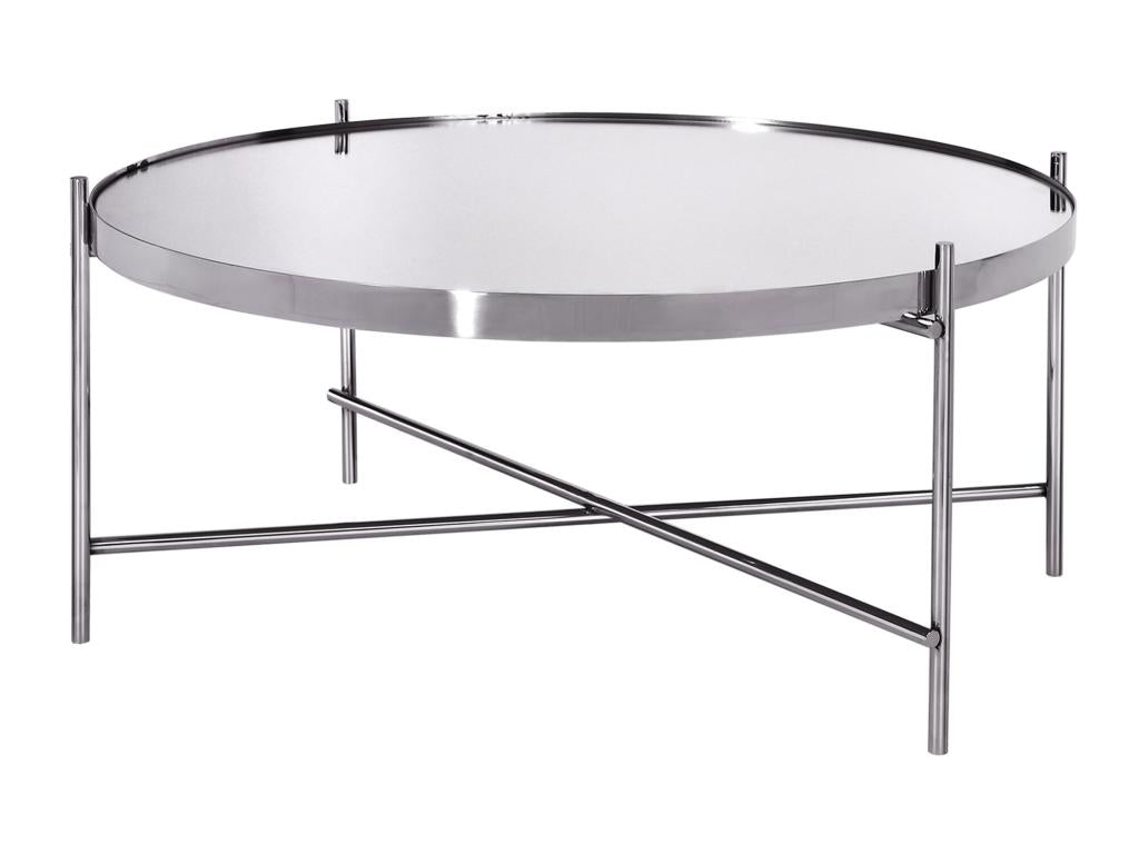 Tavolino da caffè di design in vetro con rivestimento metallico argento, 75 cm, Artvivrestore 12591HPJF