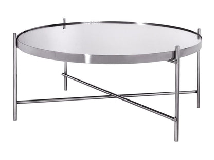 Tavolino da caffè di design in vetro con rivestimento metallico argento, 75 cm, Artvivrestore 12591HPJF