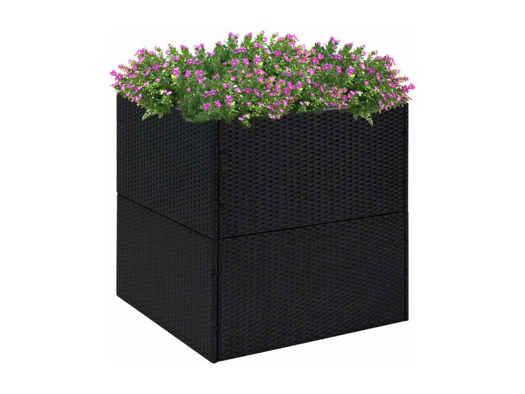 Fioriera nera 80x80x80 cm in resina intrecciata 28207WPPM