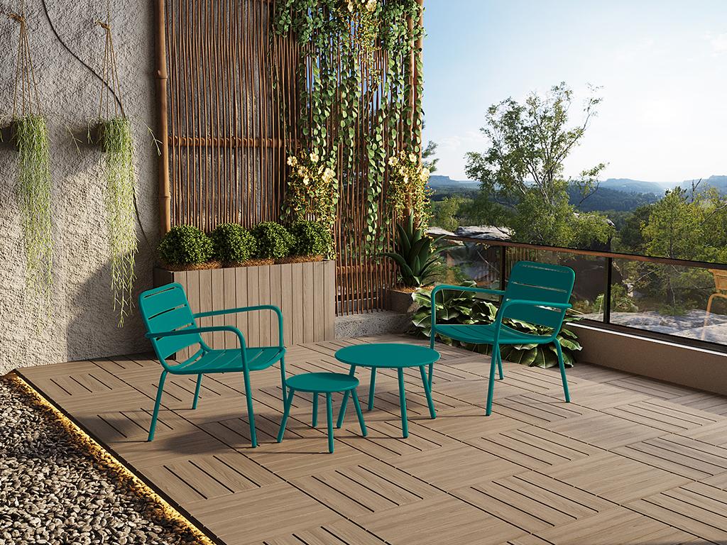 Tavolini da giardino impilabili in metallo - Blu anatra - Artvivrestore 93252XDFG