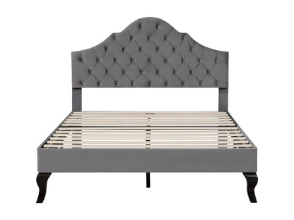 Letto imbottito in velluto 90x200cm con testiera regolabile e rete a doghe di Maisonpuretop - Grigio 81239ECUX