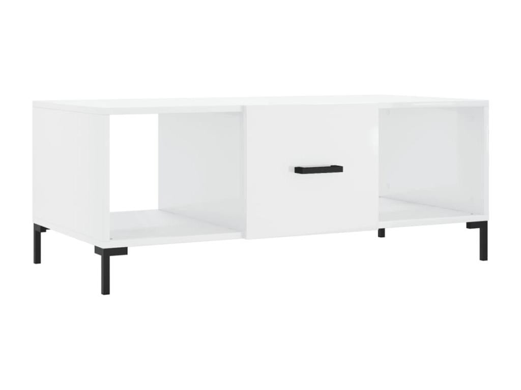 Tavolino da caffè, bianco lucido, 102x50x40 cm, legno ingegnerizzato, 87913CCPS