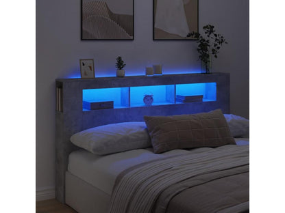 Testiera LED, grigio cemento, 180x18,5x103,5 cm, legno ingegnerizzato, 14954ONTQ