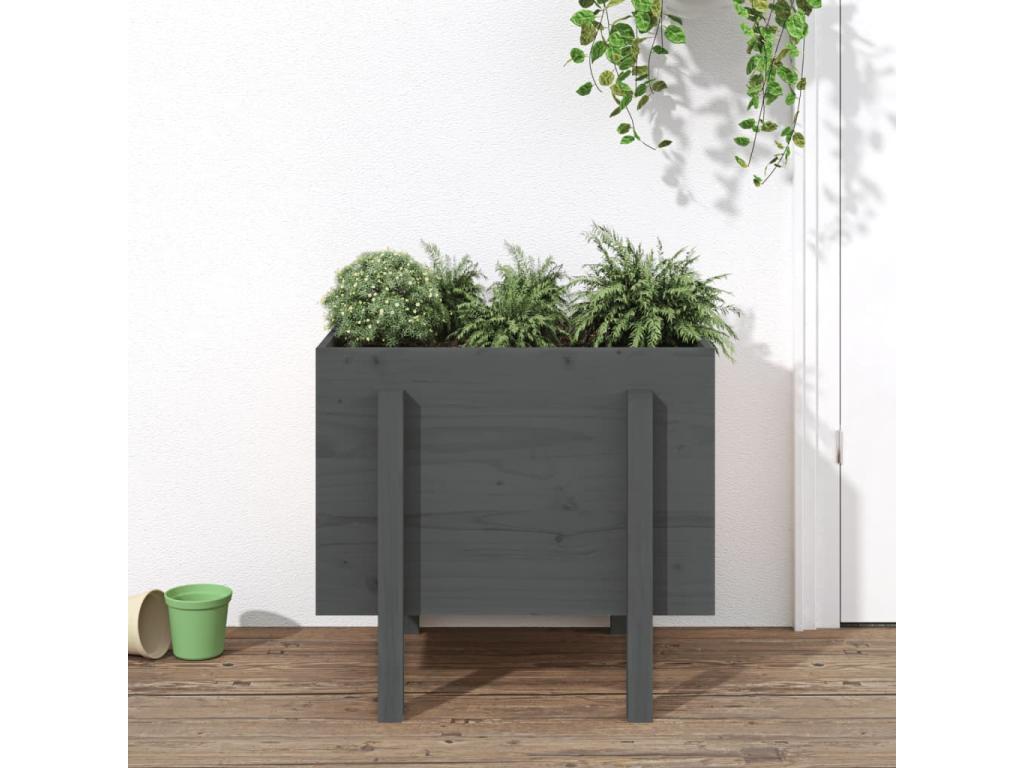 Fioriera grigia 62x50x57 cm in legno massello di pino 34909QRPJ