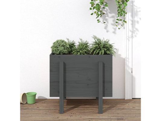 Fioriera grigia 62x50x57 cm in legno massello di pino 34909QRPJ