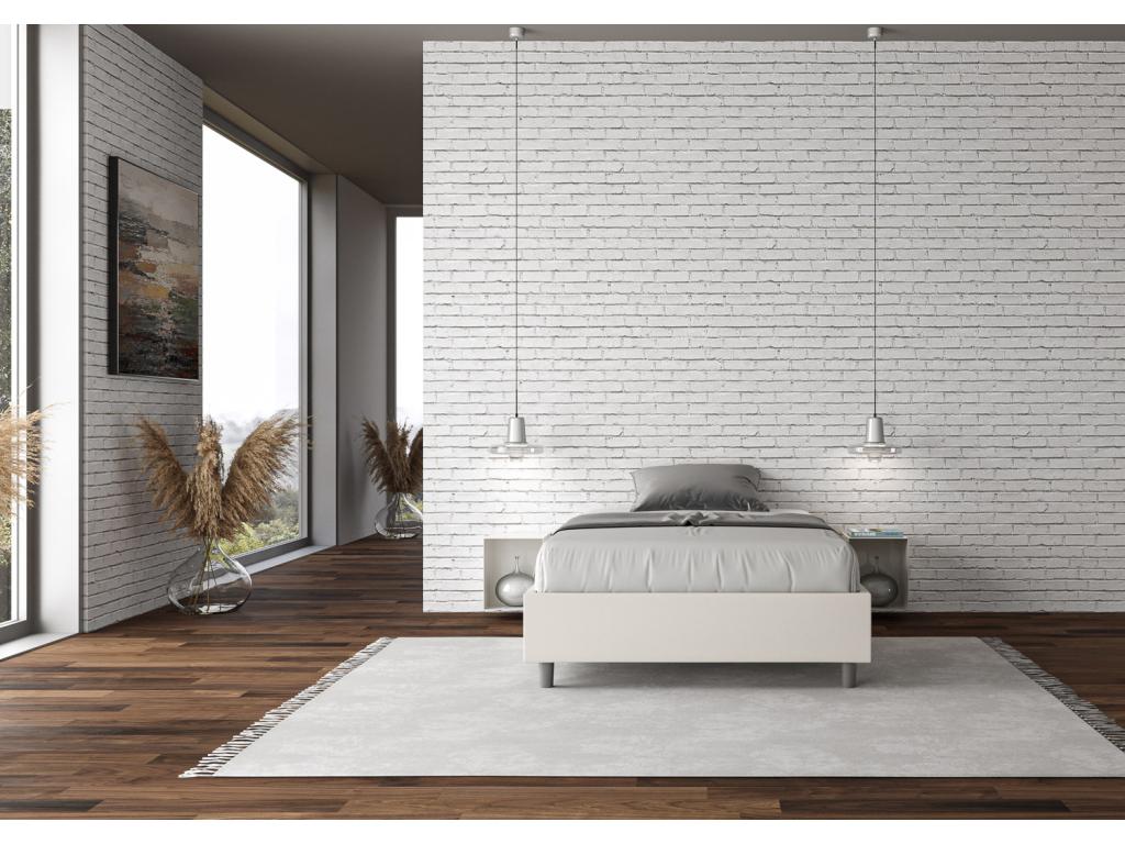 Letto con rete a doghe imbottita 140x200 ecopelle bianca Artvivrestore 33178FGZN