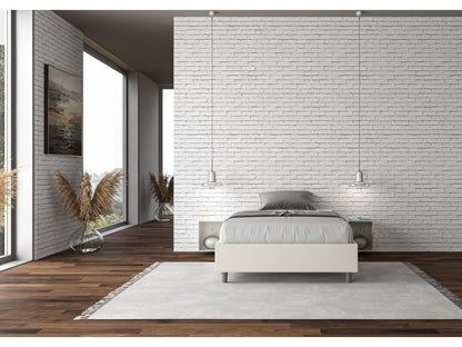 Letto con rete a doghe imbottita 140x200 ecopelle bianca Artvivrestore 33178FGZN