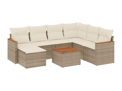 Set di mobili da giardino da 8 pezzi con cuscini, resina di vimini beige, 79001KEVZ
