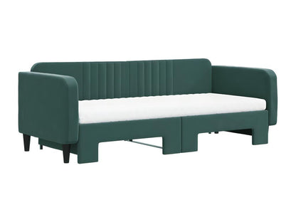 Divano letto con letto estraibile e materasso in velluto verde scuro 90x200cm 74047NNUG