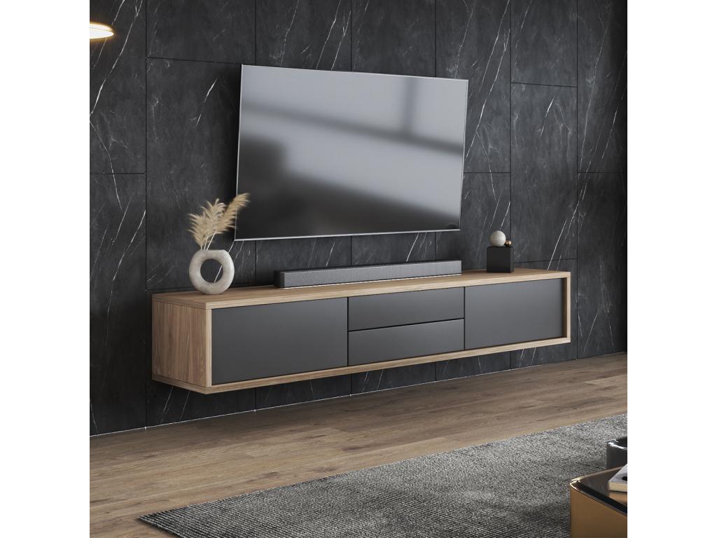 Mobile TV con 2 ante e 2 cassetti, 180 cm, Nidchicshop, Legno e Grigio, 76347UNWD