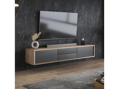 Mobile TV con 2 ante e 2 cassetti, 180 cm, Nidchicshop, Legno e Grigio, 76347UNWD