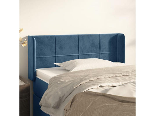 Testiera con ali, Blu scuro, 83x16x78/88 cm, Velluto, 26068VIJF