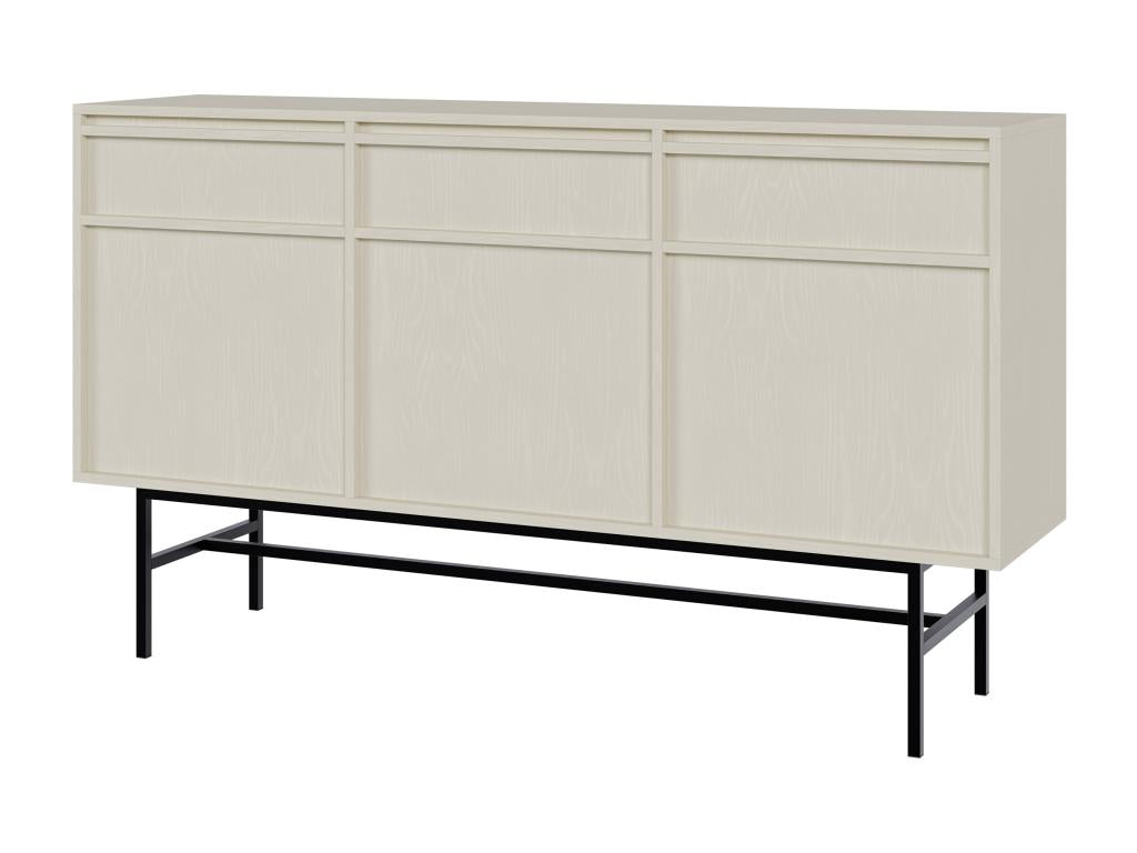 Credenza a tre ante - 154 cm - con cassetti e struttura - crema - Calmetop 56832FFLW