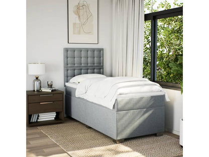 Base letto e materasso Artvivrestore, grigio chiaro, 90x190 cm, tessuto, 69480NZSW