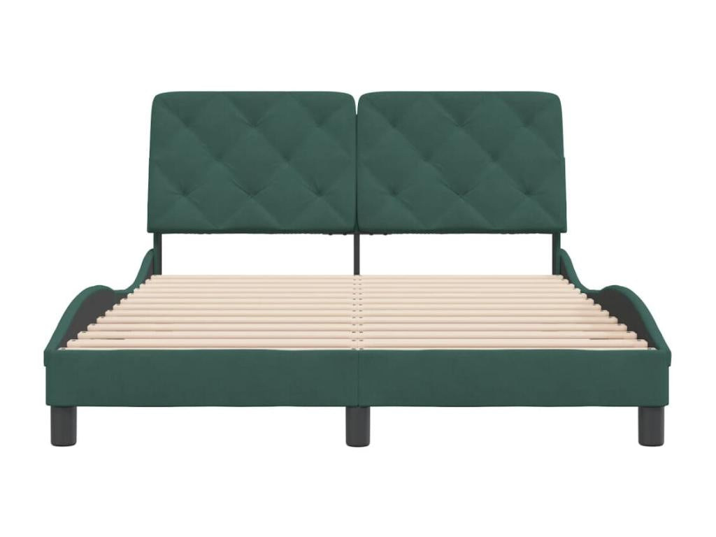 Struttura letto con testiera, verde scuro, 140x190 cm, velluto, 44258FWWG