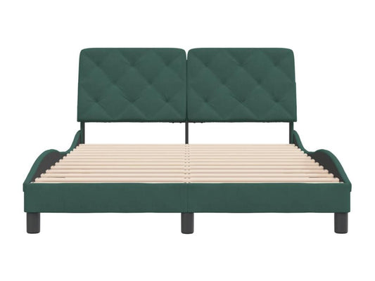 Struttura letto con testiera, verde scuro, 140x190 cm, velluto, 44258FWWG