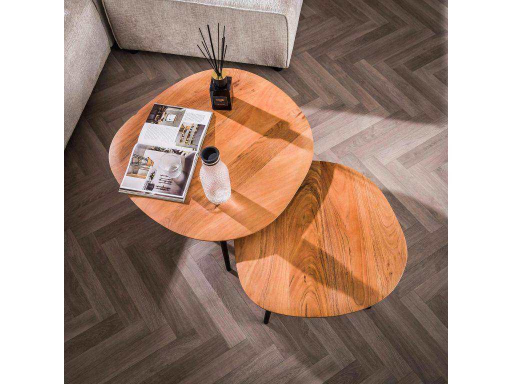 Tavolino da caffè in legno a forma di ciottolo Maisonpuretop, set da 2, Maisonpuretop 03866OFBK