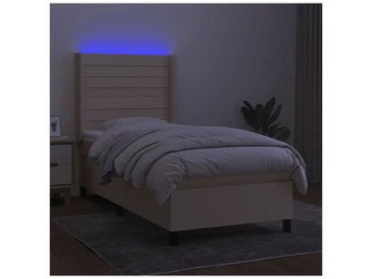 Base letto Maisonpuretop con materasso e illuminazione LED, Crema, 100x200 cm, Tessuto, 54128KQFC