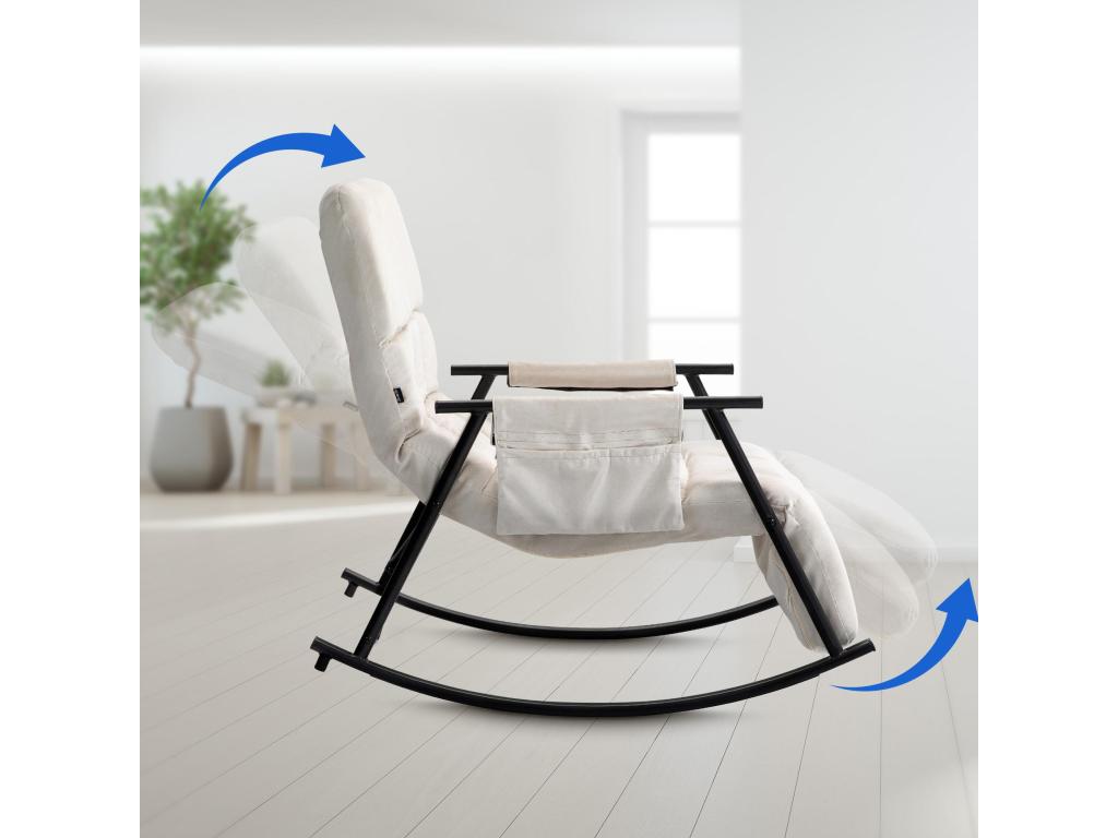 Sedia a dondolo - Velluto / Metallo nero opaco - Crema - Calmetop 37692TTXZ