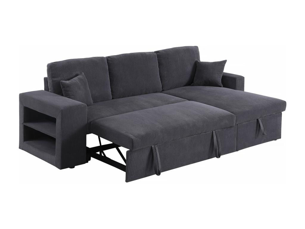 Divano letto angolare a 3 posti in velluto a coste Calmetop/reversibile - Grigio 04155YIHN