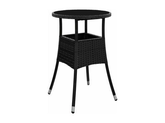 Set da pranzo da giardino 3 pezzi con cuscini, rattan nero e vetro, 88538TRQW