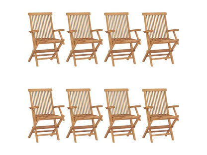 Sedie da giardino con cuscini verde brillante, set da 8, teak massello, 33486FMNP
