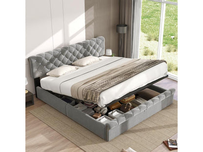 Letto singolo 180x200 imbottito con base da Artvivrestore in legno con testiera regolabile in altezza per adulti e ragazzi, velluto grigio fiocco di neve 47728QWJF