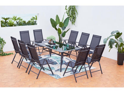 Artvivrestore 60989YJFF Set di mobili da giardino in alluminio nero per 10 persone