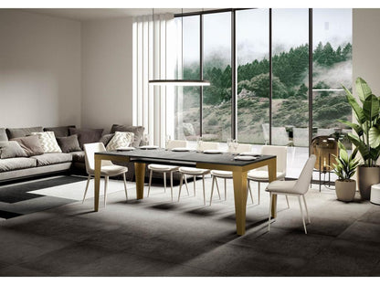 Tavolo allungabile 90x180/440 cm Flame Evolution Concrete Grey con struttura oro 84886CBHW