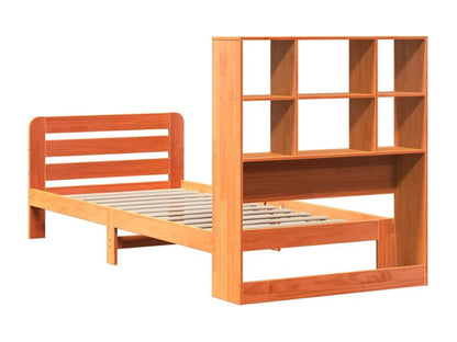 Struttura letto senza materasso, finitura cera marrone, 90x200 cm, legno massello di pino, 56422ACQZ