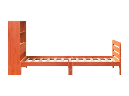 Struttura letto senza materasso, finitura cera marrone, 90x200 cm, legno massello di pino, 56422ACQZ