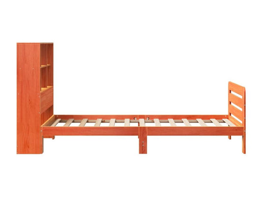 Struttura letto senza materasso, finitura cera marrone, 90x200 cm, legno massello di pino, 56422ACQZ