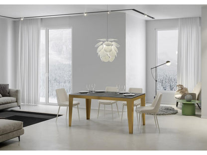 Tavolo allungabile 90x180/440 cm Flame Evolution Concrete Grey con struttura oro 84886CBHW