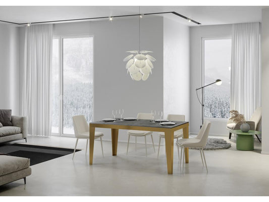 Tavolo allungabile 90x180/440 cm Flame Evolution Concrete Grey con struttura oro 84886CBHW