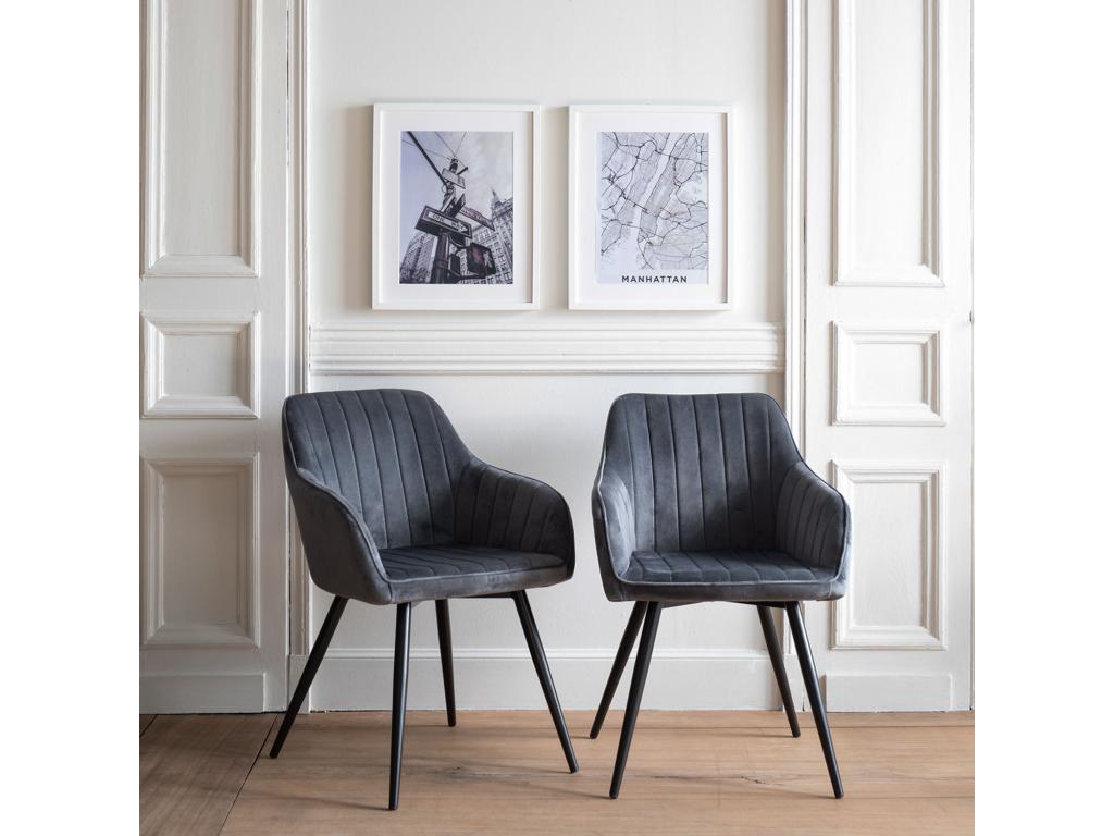 Set di 2 sedie in velluto grigio di Maisonpuretop - Maisonpuretop 48650ZNZY