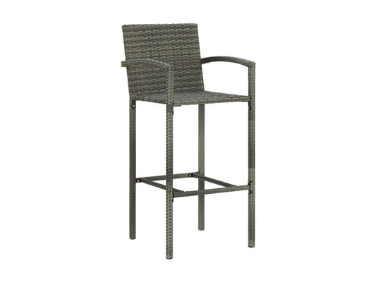 Set da bar da giardino 5 pezzi con braccioli, resina intrecciata grigia, 2 78067ABUS