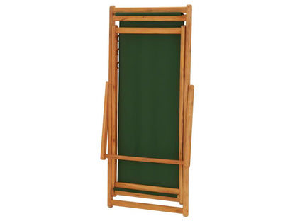 Sedia da spiaggia pieghevole in legno di eucalipto e tessuto verde 74776KLWY