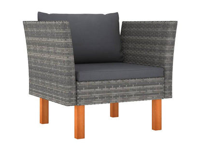 Set di mobili da giardino 7 pezzi, resina intrecciata e legno di eucalipto, grigio, 61817AITG