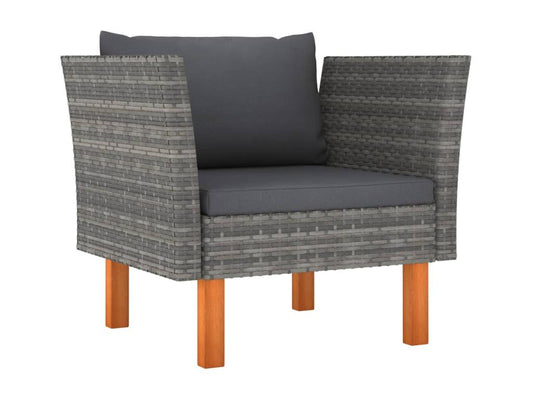 Set di mobili da giardino 7 pezzi, resina intrecciata e legno di eucalipto, grigio, 61817AITG