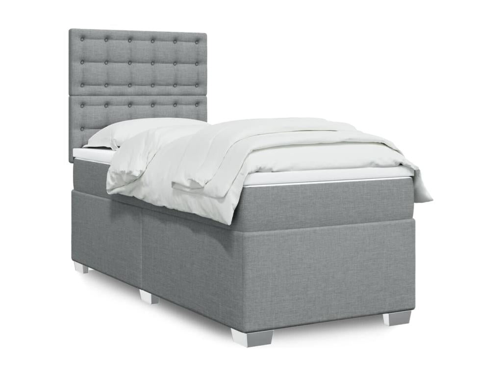 Base letto e materasso Artvivrestore, grigio chiaro, 90x190 cm, tessuto, 69480NZSW